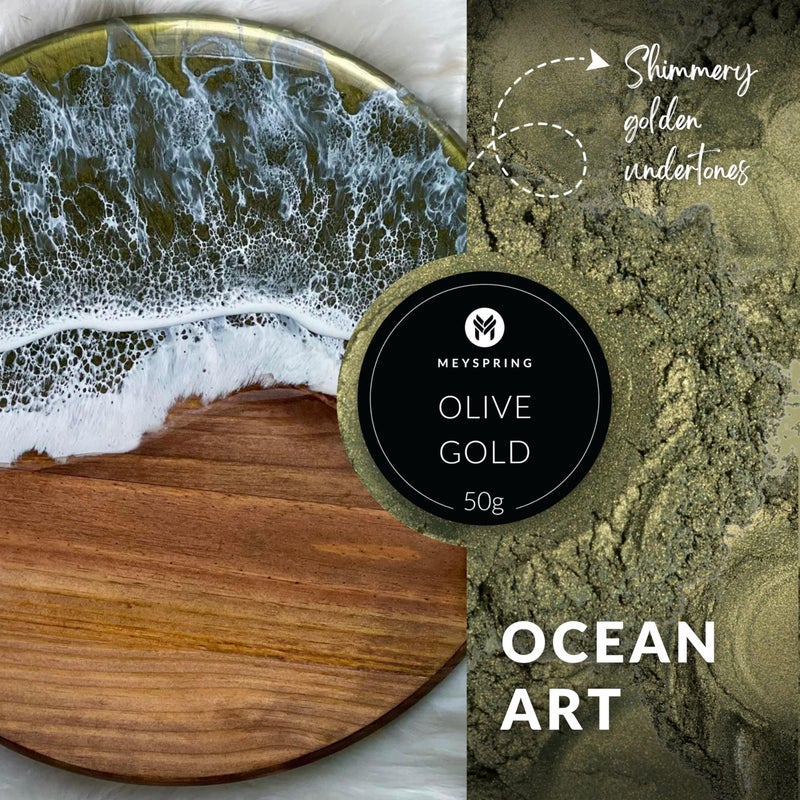 MEYSPRING Olive Gold Epoxy Resin Green Pigment - 50 Grams - Green Mica Powder for Epoxy Resin  UV Resin and Resin Art - Color Shifting Pigment - Image 4